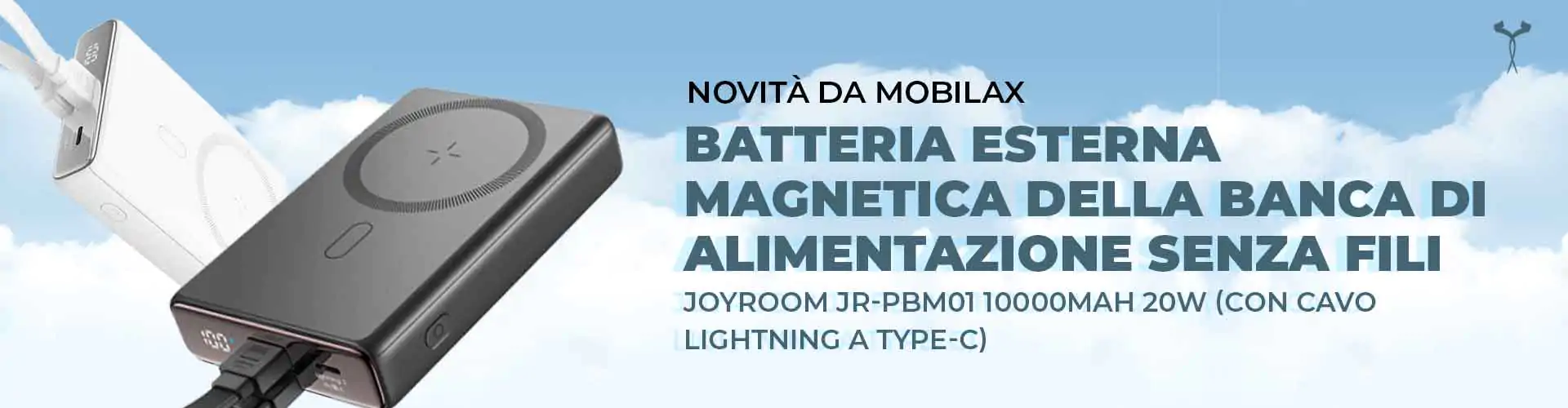 Batteria Esterna Magnetica della Banca di Alimentazione Senza Fili JOYROOM JR-PBM01 10000mAh 20W (con Cavo Lightning a Type-C)