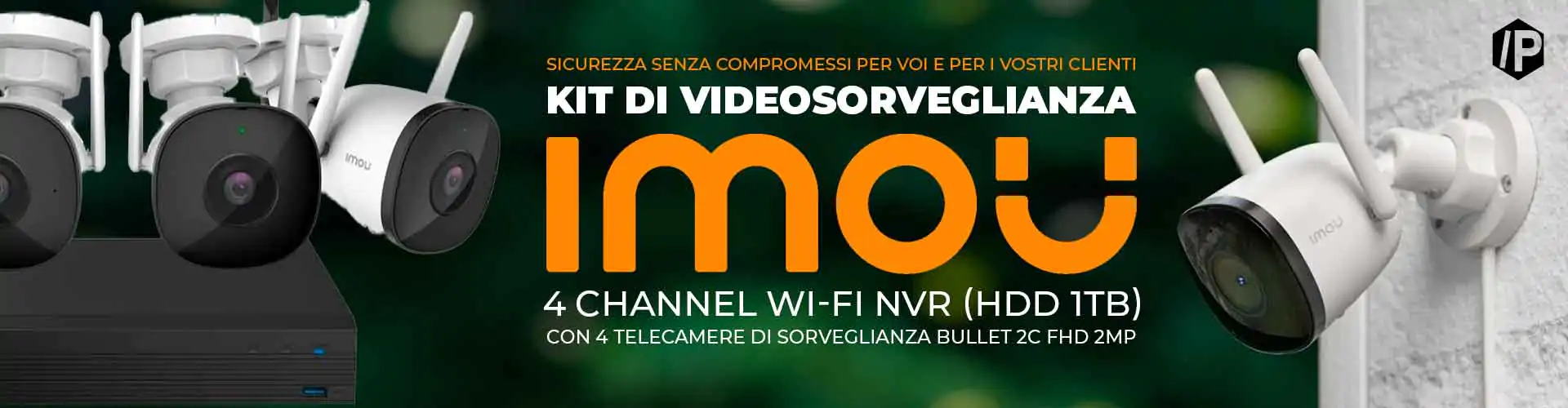 Kit di Videosorveglianza Imou 4 Channel Wi-Fi NVR (1TB HDD) with 4 Bullet 2C Surveillance Cameras FHD 2MP (KIT/NVR1104HS-W-S2/4-