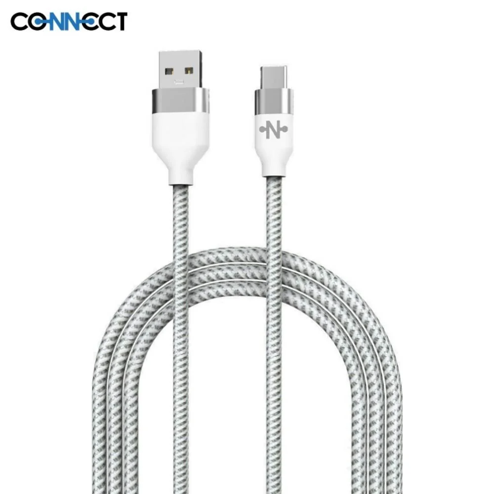 Cavo Dati da USB a Tipo-C CONNECT MC-CCB4 Nylon Intrecciato (1m) Bianco
