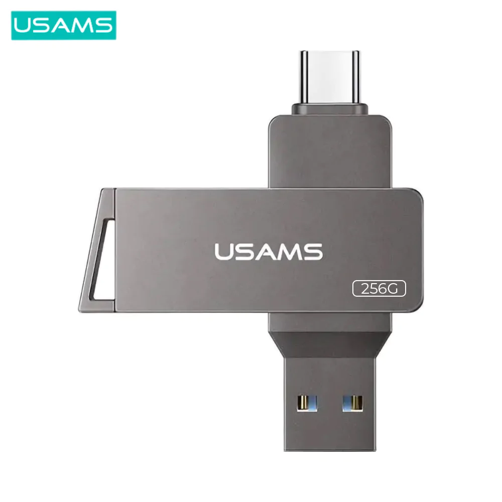 Chiave USB Usams US-ZB202 Tipo C + USB 3.0 (256 GB) Nero