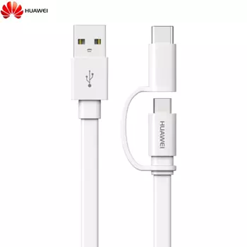 Cavo Multidati Huawei AP55S 4071417 USB a Type-C & MicroUSB 2A (1,5m) EU Blister Bianco